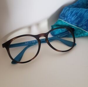 Ray-Ban Juior Eye Glasses Tortoise/  Blue Round Frame RB 1554 3728